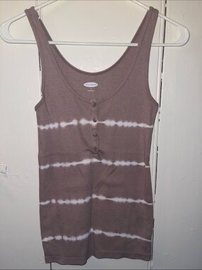 Old Navy Dusty Rose Tie-Dye Ribbed Henley Tank
